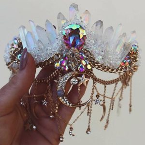 Close-up of the detailed craftsmanship of a crystal crown