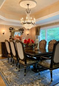 Elegant dining room with Crystal Brown accents