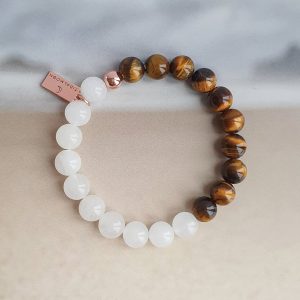 Smoky Quartz, Tiger’s Eye, and Red Jasper bracelets