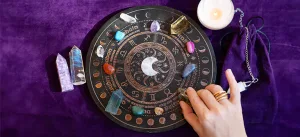 Zodiac wheel with corresponding crystals for each sign