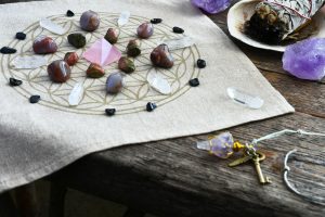 Person activating a crystal grid