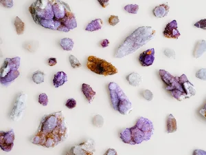 Assorted purple crystals used in jewelry