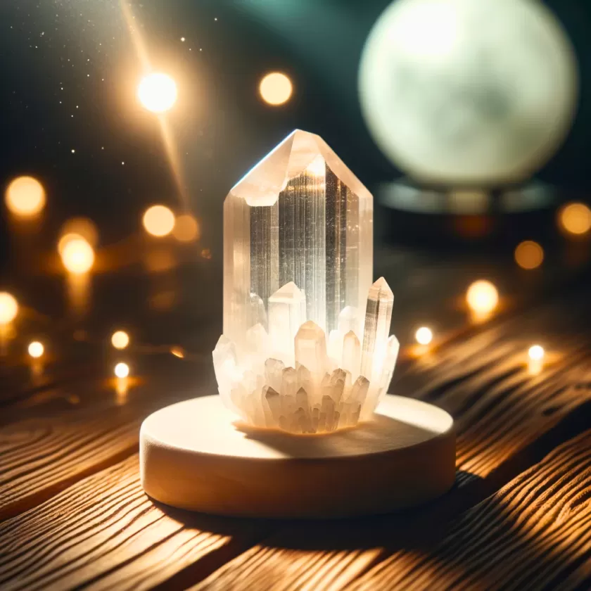 Crystals placed on a windowsill under moonlight