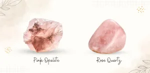 Comparison of raw and polished Pink Quartz Crystals